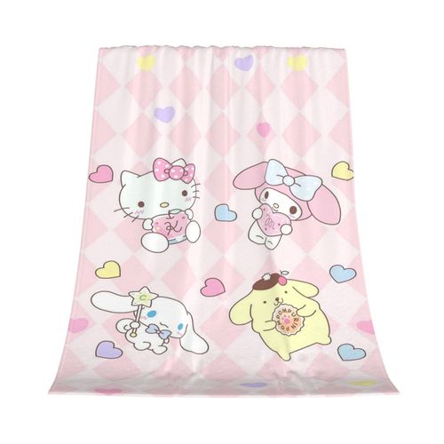 Couverture En Flanelle Ki-Tty Pour Lit, Canape, Literie, Decoration De Chambre