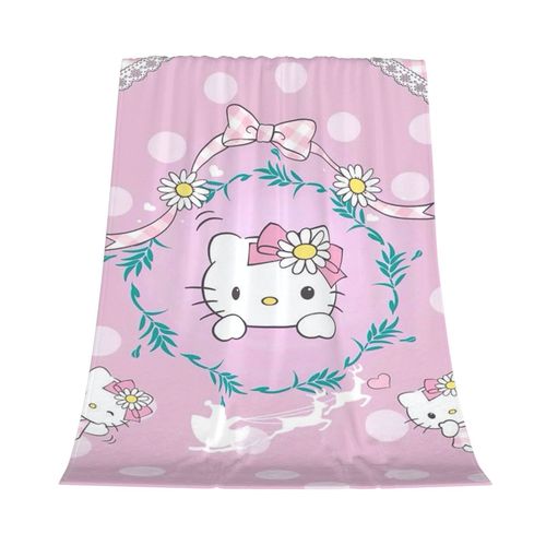 Couverture En Flanelle Ki-Tty Pour Lit, Canape, Literie, Decoration De Chambre