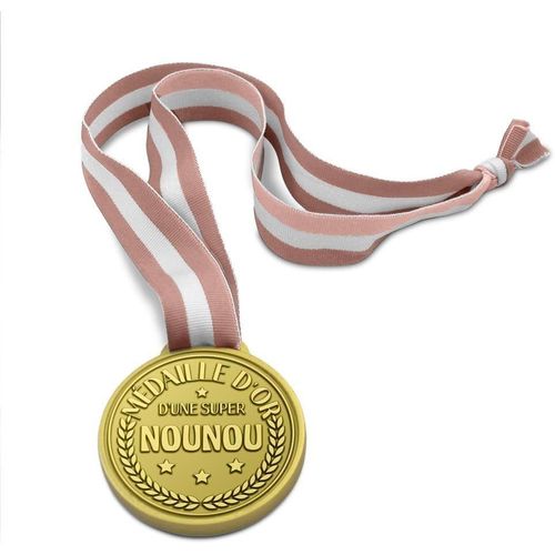 Stc - Médaille D'Or Résine Super Nounou 10.5cm Rose