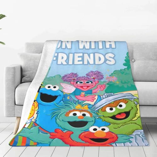 Couverture De Dessin Anime S-Sesame Street, Couverture En Flanelle Comique, Couvre-Lit Imprime Voyage En Avion, Doux Et Chaud