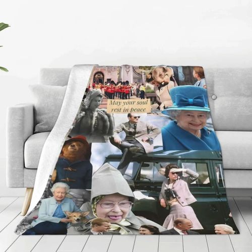 Couverture En Flanelle De Qualité, Super Douce, Motif Photo Humoristique, Motif Reine Elizabeth Ii, Couvre-Lit Fantaisie Pour Voyage En Avion, Hiver