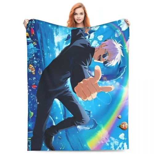 Couvertures Gojo Satoru En Flanelle Pour L'été, Climatisation, Anime Jujutsu Kaisen, Douce, Pour Literie, Chambre A Coucher, Couvre-Lit