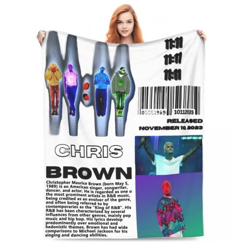 Couverture Polaire Light Et Confortable Pour Canape Et Voiture, Motif Concert De Chris Brown Tour 2024