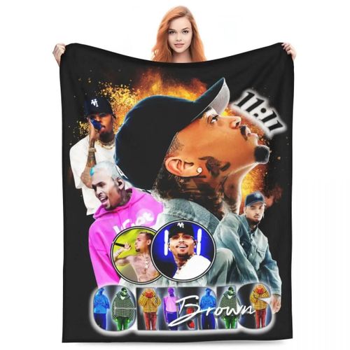 Couverture Chris Brown En Flanelle, Decoration Textile, Art Élégant Pour Les Fans, Couvertures Douces Et Confortables Pour Canape, Tapis De Voyage