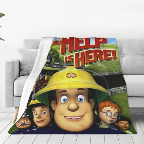 Couverture Tricotée En Flanelle Avec Dessin Anime De Sam Le Pompier, Couverture De Lit Douce Et Chaude, Ideale Pour La Lutte Contre L'incendie Et Les Loisirs.
