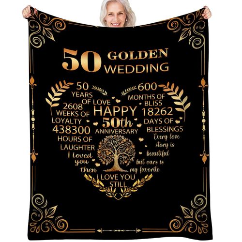 Couverture D'anniversaire De Mariage Pour Mari Et Femme, Cadeau Ideal, Cadeau Pour 50e Anniversaire