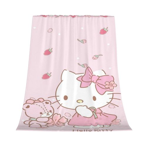 Couverture En Flanelle Ki-Tty Pour Lit, Canape, Literie, Decoration De Chambre