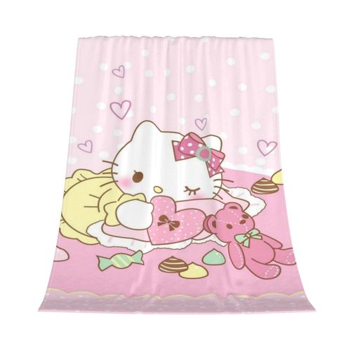 Couverture En Flanelle Ki-Tty Pour Lit, Canape, Literie, Decoration De Chambre