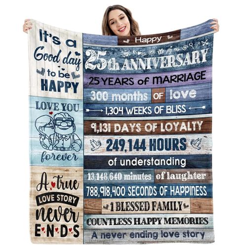 Couverture Pour Les Noces D'argent, Cadeau D'anniversaire Pour Mari Et Femme, Cadeau Pour Les 25 Ans De Mariage