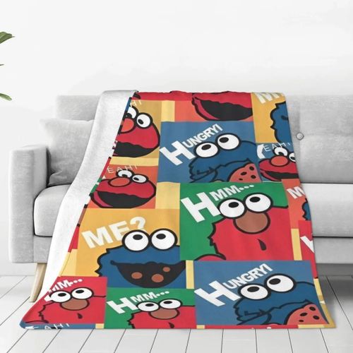 Couverture Humoristique En Laine Avec Dessin Anime De La Rue Sésame, Couvre-Lit Doux Et Chaud Pour Chambre A Coucher Ou Canape