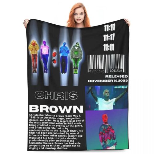 Couverture Polaire Corail Chris Brown Tour 2024, Couvre-Lit Confortable Et Doux Pour Chambre A Coucher