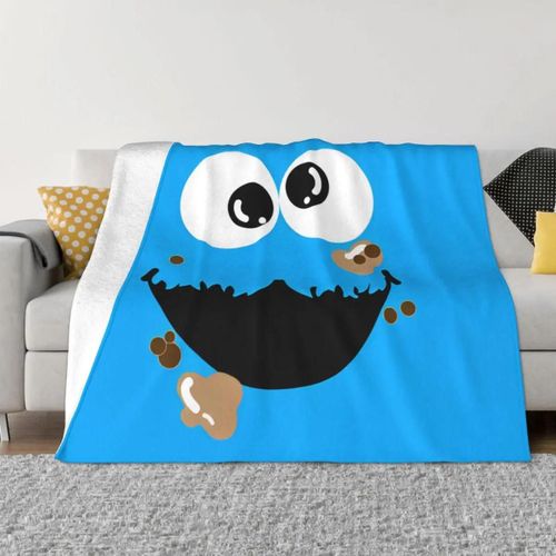 Couvertures Tricotées En Flanelle Motif Dessin Anime Cookie De S-Sesame Street, Couvre-Lits Doux Et Chauds Pour L'été