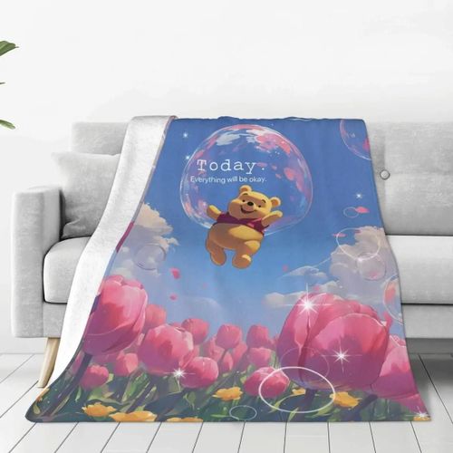 Couverture En Flanelle Winnie L'ourson, Douce Et Décorative, Ideale Pour L'extérieur, Couvre-Lit, Canape Ou Lit