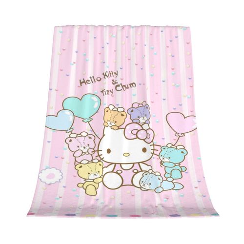Couverture En Flanelle Ki-Tty Pour Lit, Canape, Literie, Decoration De Chambre