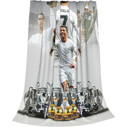 Couvertures En Peluche Micro Polaire Ultra-Douces Avec Logo Ronaldo 7 Pour Canape, Voiture, Lit, Voyage.