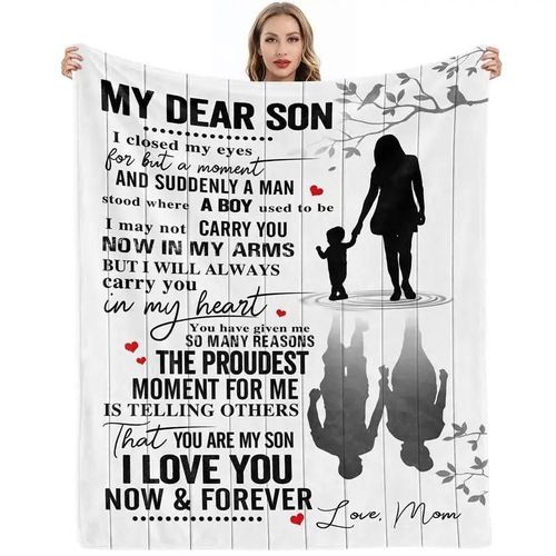 Couverture Polaire Douce Pour Le Visage, Cadeaux Pour Fils, Anniversaire, Noël, Saint-Valentin, Amour Fils, Monochrome