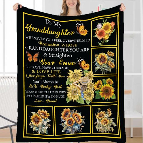 Couverture Light Et Douce En Forme De Tournesol, Cadeau Ideal Pour Les Grands-Parents A Offrir A Leur Petite-Fille, Cadeau Tournesol
