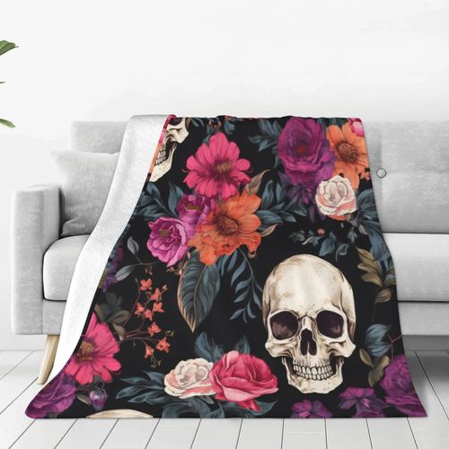Couverture De Crâne Florale En Flanelle Explosive A Forte Vente, Couverture De Sieste De Bureau De Canape, Cadeau Applicable Aux Étudiants, Aux Enfants Et Aux Adultes