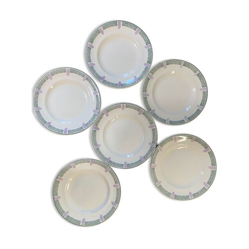6 Assiettes Longwy Modle Janina Violet
