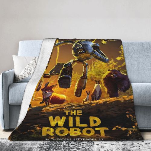 Couverture En Flanelle Wild Robot Anime - Design Ultra-Doux, Confortable Et Dynamique Avec Des Personnages Animes, Parfaite Pour Une Utilisation Intérieure Et Extérieure, Confort Toutes