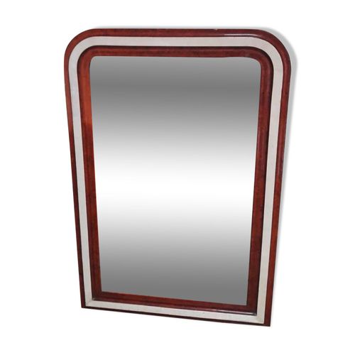 Miroir Louis Philippe H112xL76 laque bordeaux blanc crme bordeaux