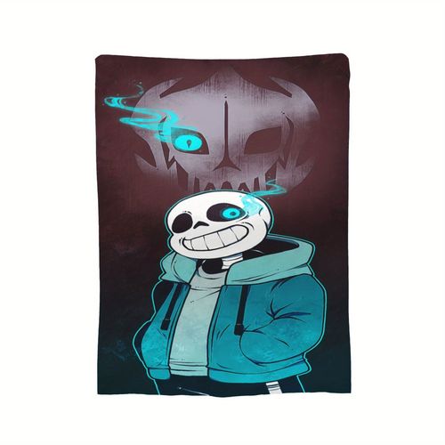 Couverture En Flanelle Moelleuse Undertale Sans – Couverture Chaude Et Confortable Sur Le Theme Du Dessin Anime Pour Le Salon, Le Bureau Ou Les Voyages – Decoration Toutes Saisons, Méla