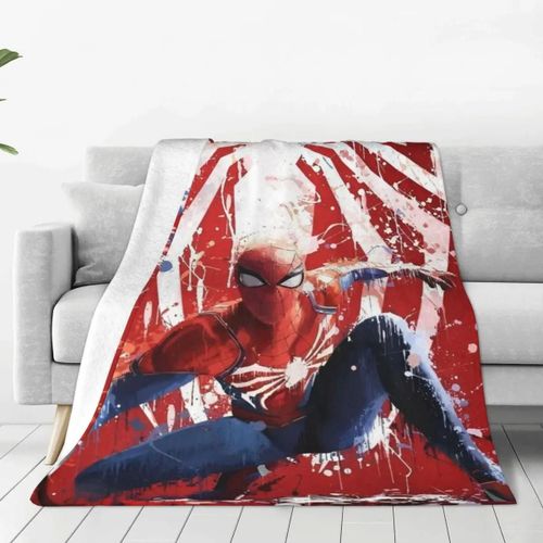 Couverture Tricotée En Flanelle Ultra Douce A L'effigie De Spider-Man, Ideale Pour Le Lit Ou La Chambre A Coucher