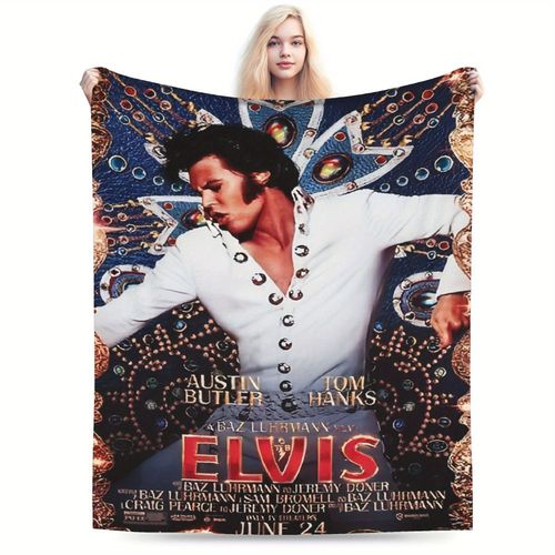 Couverture Motif Rock Star, 1 Pièce, Flanelle De Polyester Ultra Douce, Tissu Tricoté Impression Numérique, Polyvalente Toutes Saisons Pour Lit, Canape, Voyage, Bureau – Style Glamour A