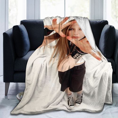 Couverture En Flanelle Ultra Douce Inspiree D'avril Lavigne - Couverture Light Toutes Saisons Pour Voiture, Bureau Et Voyage - Design Élégant Aux Couleurs Mélangées - Cadeau Ideal Pour