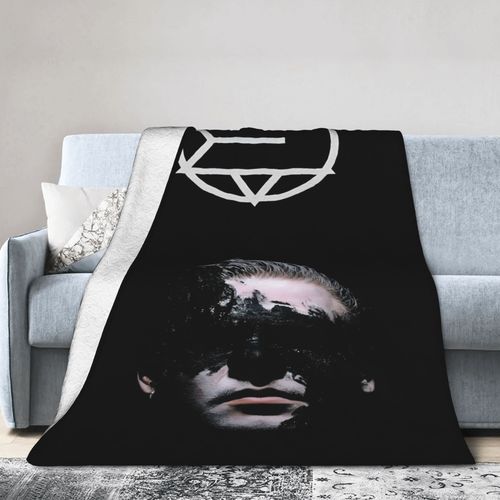 Couverture En Flanelle Ultra Douce Inspiree Des Couvertures D'album - Motif Géométrique Noir Et Blanc, Plaid Douillet Toutes Saisons Pour Salon, Bureau, Canape Et Voyage - Decoration D'