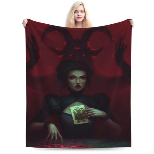 Couverture En Flanelle Ultra Douce Sur Le Theme De La Divination Des Cartes Tartot, Chaude Et Confortable Pour Le Salon, Le Bureau, La Decoration De Canape, Le Voyage Toutes Saisons, La