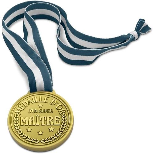 Médaille D'Or Résine Super Maître 10.5cm Bleu