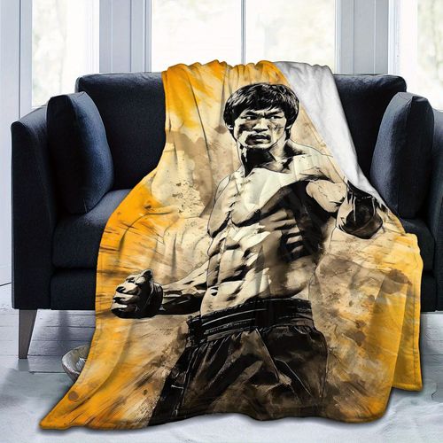 Couverture En Flanelle Ultra Douce Avec Li Xiaolong, Design Créatif D'arts Martiaux – Couverture Confortable Toutes Saisons Pour Salon, Bureau, Decoration De Canape, Voyage – Idée Cadea