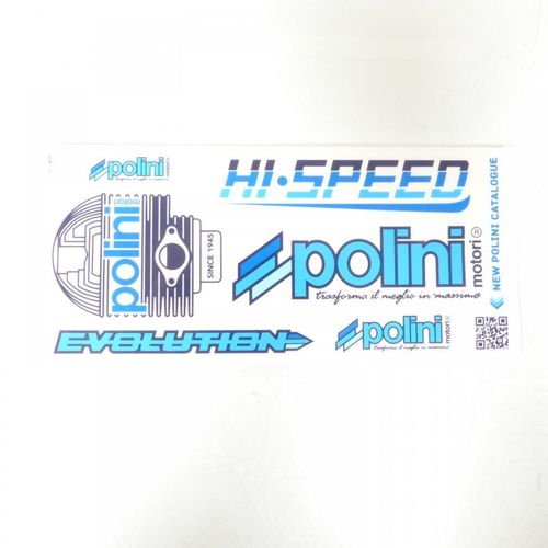 Planche De 6 Autocollant Stickers Polini Bleu Pour Moto Scooter 011.8055 Neuf