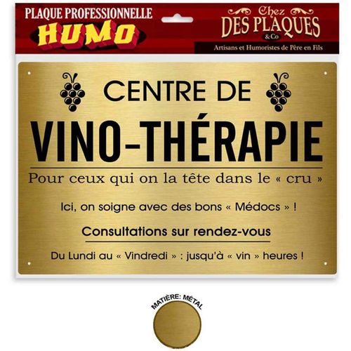 Plaque Humoristique Vino-Therapie