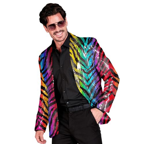 Veste De Costume À Sequins Tigrée Arc En Ciel Adulte - Taille: Xl