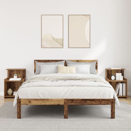 Vidaxl Armoires De Lit 2 Pcs Bois Vieilli 40x35x60 Cm Bois D'ingénierie