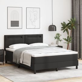 Lit Box Spring Vidaxl Avec Matelas Noir 140x190 Cm En Simili Cuir, Tête De Lit Design Simple Noir 140 Cm En Simili Cuir