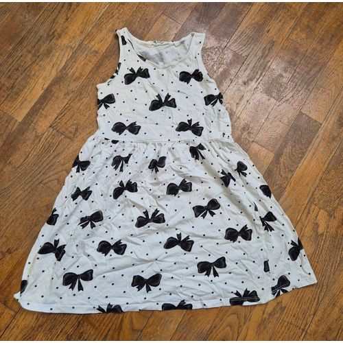 Robe Fille Blanche Imprimé N?Ud Noir H&ampm Taille 10ans
