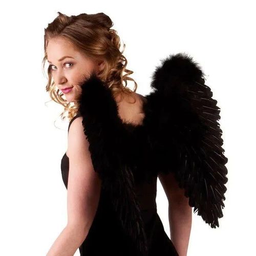 Noir - Ailes d\'ange - Plumes synthétiques - Noir - 50x50cm