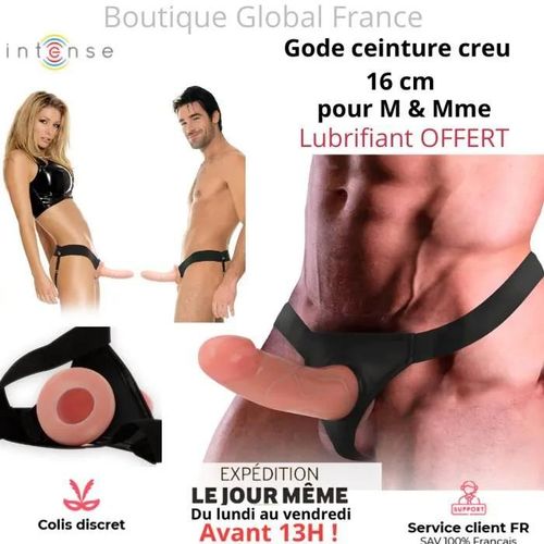 Beige Et Noir - Gode Ceinture Creux 16 Cm Strap On Sextoy Pegging Homme Femme Couple Harnais Gode Sex Penis