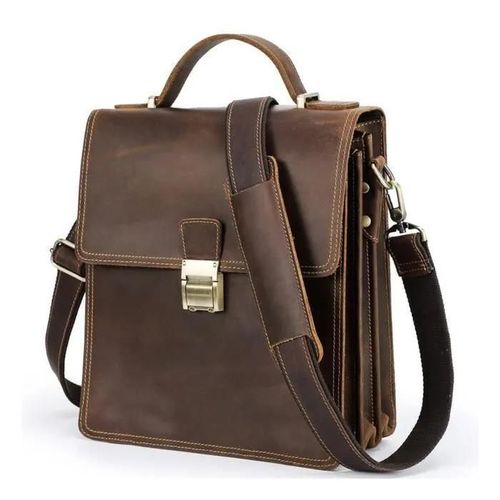 Marron - Grande Sacoche HOMME Bandoulière Premium en Cuir Véritable de Qualité Supérieur