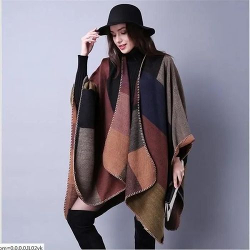 Femme Poncho Châle/Poncho Chale Cape Femme Foulard Couverture Chaud Pour Automne Hiver