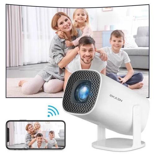 Mini Vidéoprojecteur Support 4K 1080P Android 8Go Wifi LCD Portable HD Projecteur Angle réglable Cinéma HD-IN USB AV -Blanc