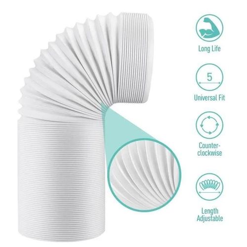 13CM Tuyau Climatiseur Mobile Tuyau d\'Evacuation Flexible PP Kit Tube d\'échappement Extracteur Universel, Longueur de 32-150cm