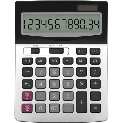 Argent - Calculatrice de Bureau à 12 Chiffres, Fonction Standard d\'affaires Calculateur de Bureau, Argent