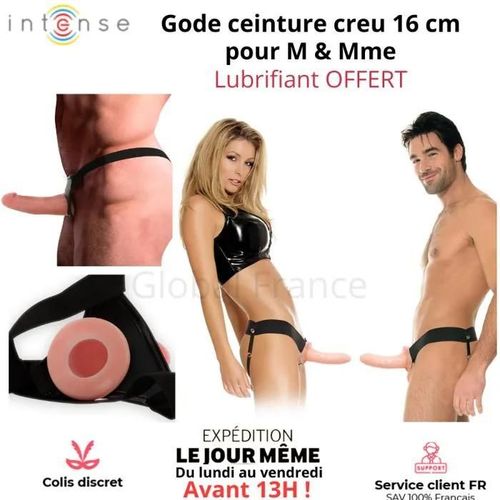 Noir Et Beige - Gode Ceinture Creux 16 Cm Pegging Hollow Strapon Homme Femme Sextoy Harnais Gode