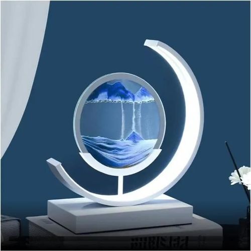 Lampe de Table LED avec sablier 3D motif de sable mouvant, USB, luminaire décoratif d\'intérieur, idéal comme cadeau- sable bleu
