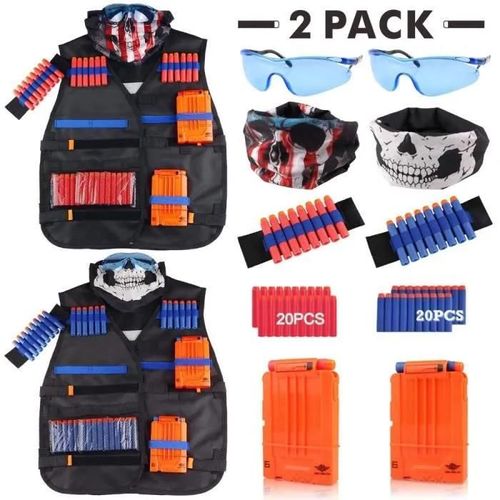 Bleu, Rouge - 2windeal - Pack De 2 Gilets Tactiques Pour Jouet Nerf Pistolet N-Strike Elite Series Avec Accessoires