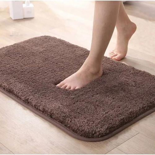 brun - (Marron,40x60cm)Tapis de Bain Absorbant Antidérapant Extra Epais de Douche pour Salle de Bain Tapis de Sol Chenille Lavable en